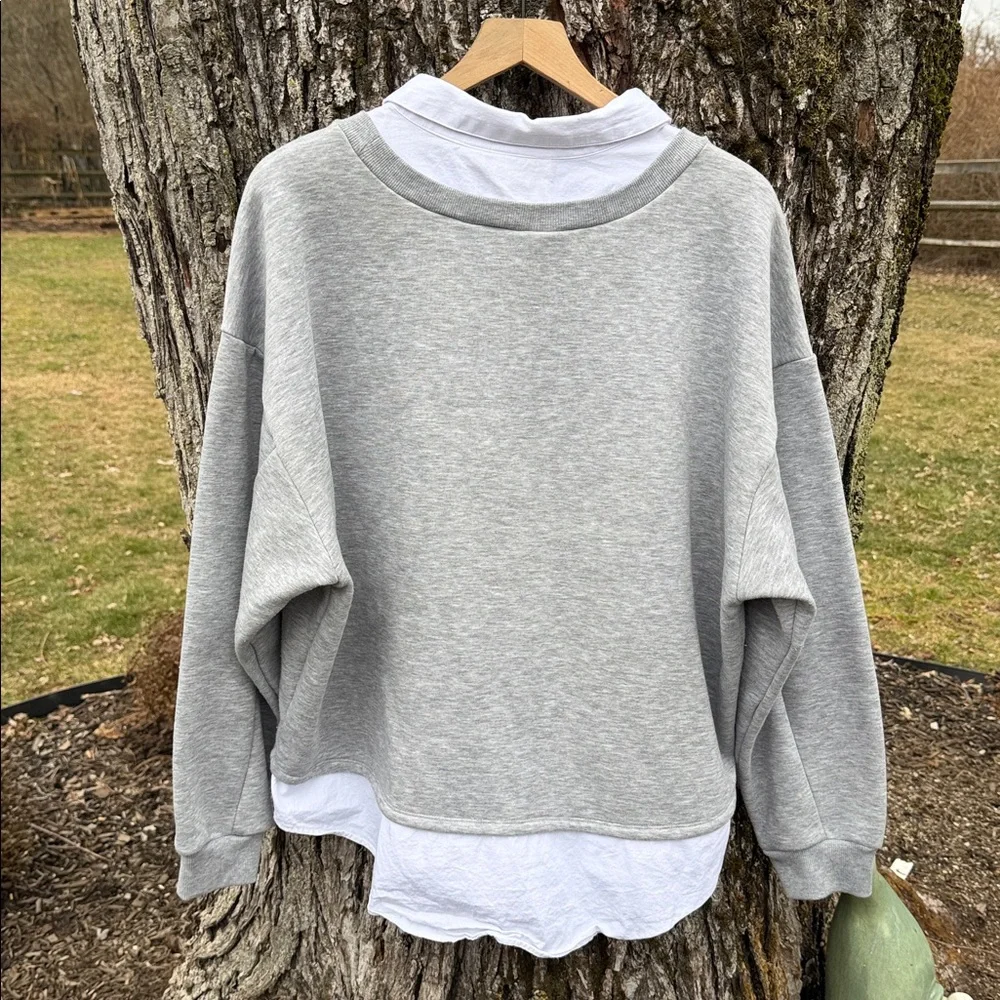Anthropologie Maeve Layered Oversized Twofer Sweatshirt - Picture 2 of 5